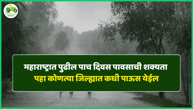 पुढील ५ दिवस 'या' जिल्ह्यांत पावसाची शक्यता; पहा हवामान विभागाचा नवा अंदाज